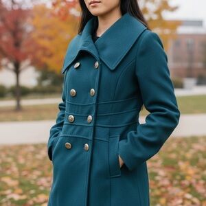 Jessica Simpson Teal Double-Breasted Pea Coat